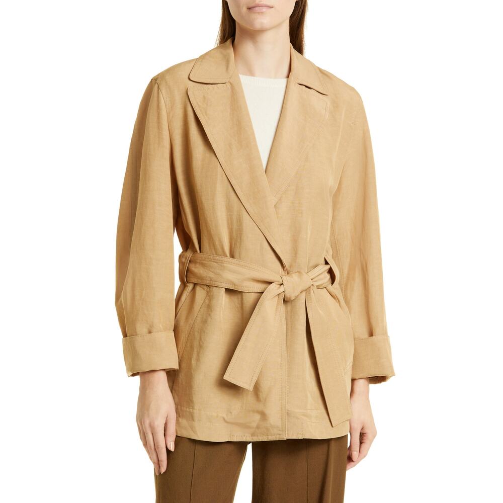 Vince Straight Relaxed Fit Safari Jacket Sculptural Sleeve Tan Size XL NWT